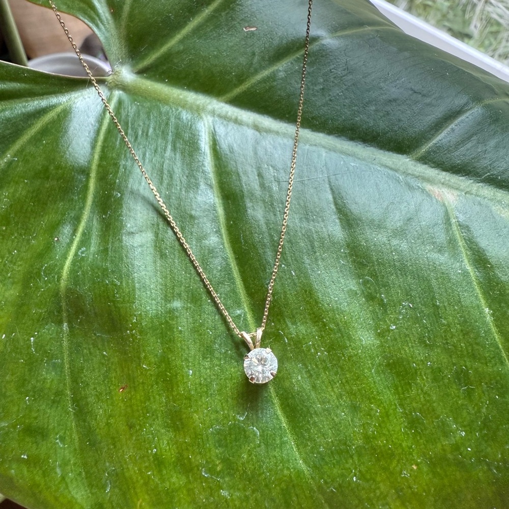 Gold Necklace with Sparkling Moissanite Pendant